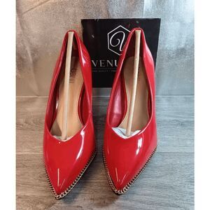 Bar III Women's Binsa Ball Chain Pump Heels- Red Patent 7M